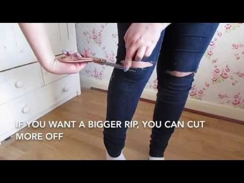 DIY: Ripped knee jeans