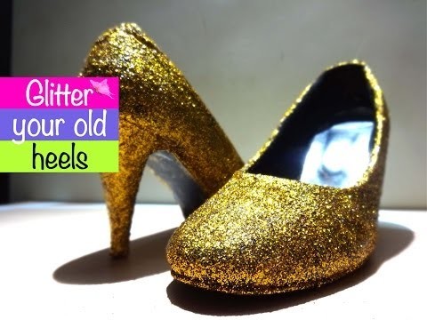 Glitter your old heels,without glue! DIY! #Golden HeArt!