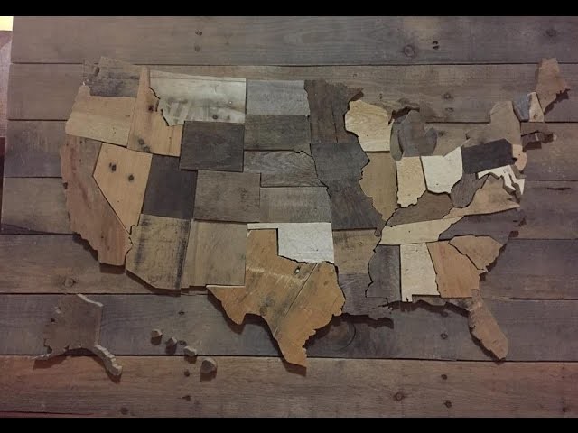 DIY  United States Wall Map - USA decor pallet wood