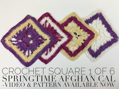 How to Crochet Square 1 of 6, Springtime Afghan CAL