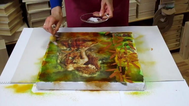 Mixed media. decoupage tutorial for beginners - DIY.  How to make Art Mixed Media painting.
