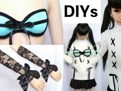 3 Creative DIYs: DIY 2D Bra + DIY Lace up Sweater + DIY Long Lace Cuffs