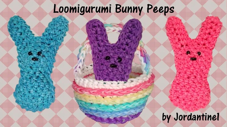3D Easter Bunny Peeps Loomigurumi Amigurumi Rainbow Loom Band Crochet Hook Only