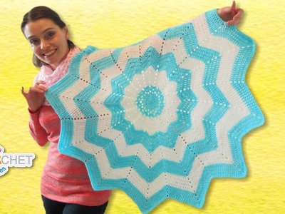 Classic Round Ripple Crochet Baby Blanket - Sunburst Pattern