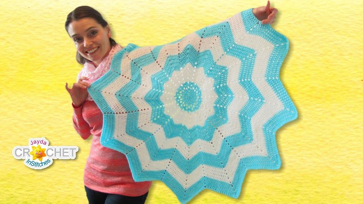Classic Round Ripple Crochet Baby Blanket - Sunburst Pattern