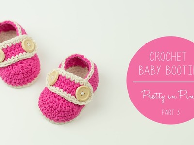 Crochet Baby Booties Pretty In Pink - part 3 STRAP by Croby Patterns