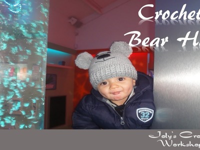 How to crochet bear hat with pompoms