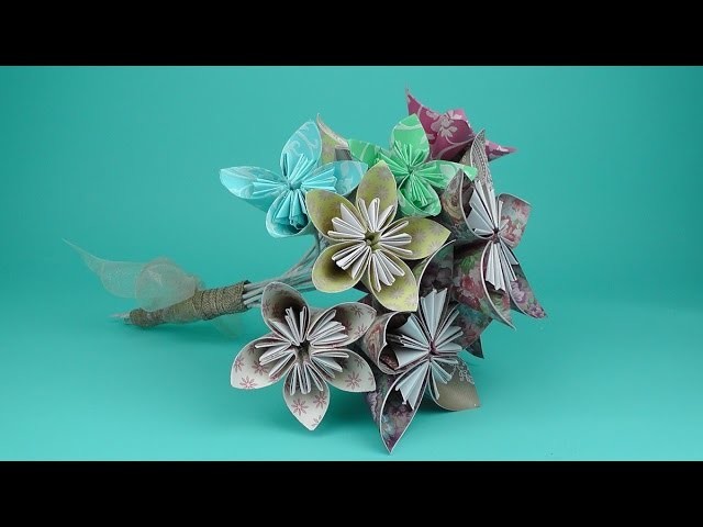 How to make an origami flower bridal bouquet tutorial - Wedding DIY
