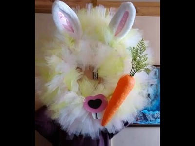 Spring.Eater DIY.Tutorial Bunny Tulle Wreath Home Decor
