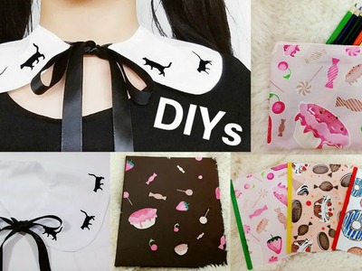 4 Back to School DIYs: DIY Cat Peter Pan Collar+DIY Sweets Iron on Pencil Bag + DIY Sweets Binders