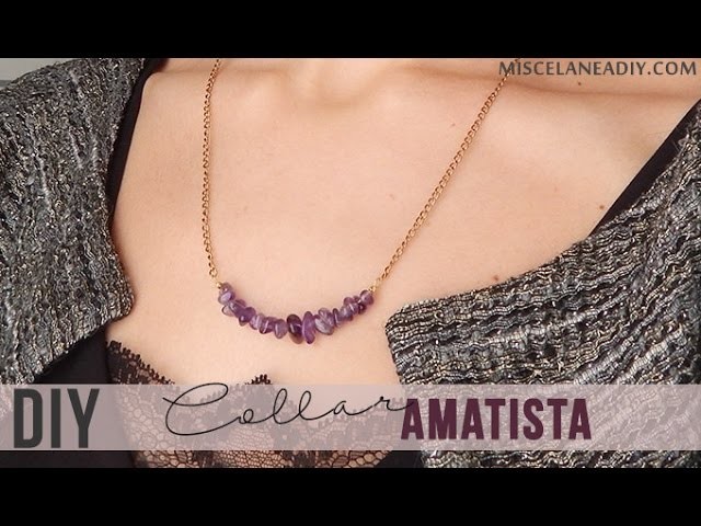 DIY simple necklace | Collar con abalorios de amatista