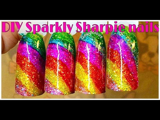 DIY Sparkly Sharpie Rainbow Nails (Inspired By Simply Nailogical)
