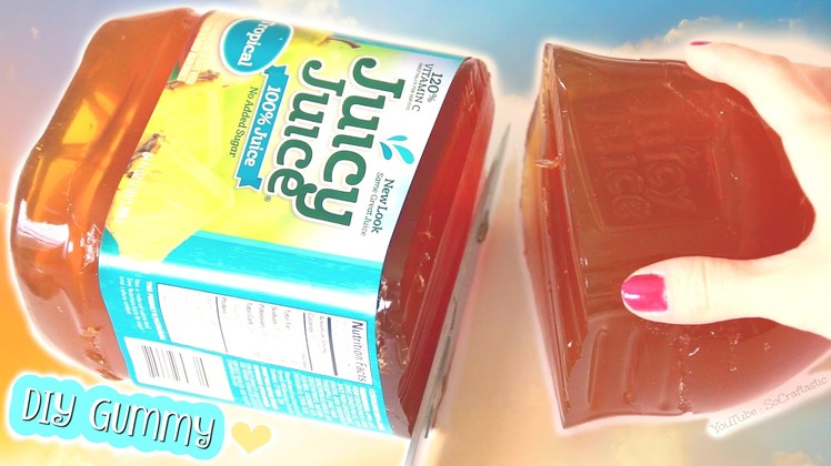 DIY Giant Juicy Juice Gummy. How to make a HUGE jelly bottle. Jello Dessert