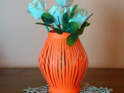 DIY paper vase . How to make a paper vase easily .