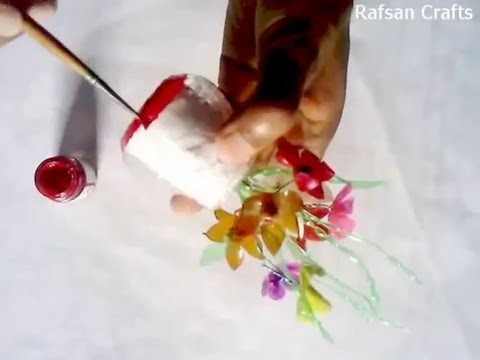 DIY Recycled Crafts- a Flower vase made with plastic bottle