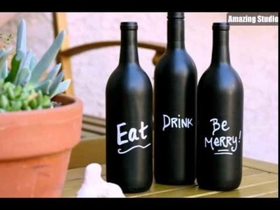 DIY Wine Bottle Art with Chalkboard Paint