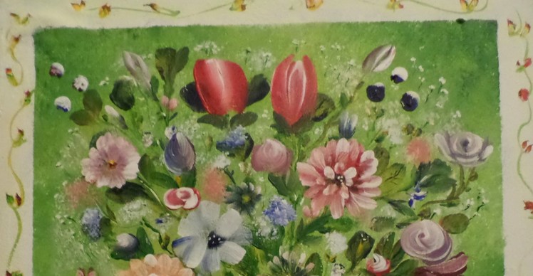 How to paint a mottled backround on canvas with  Acrylic Paint for Flowers in a Vase Lesson 1,