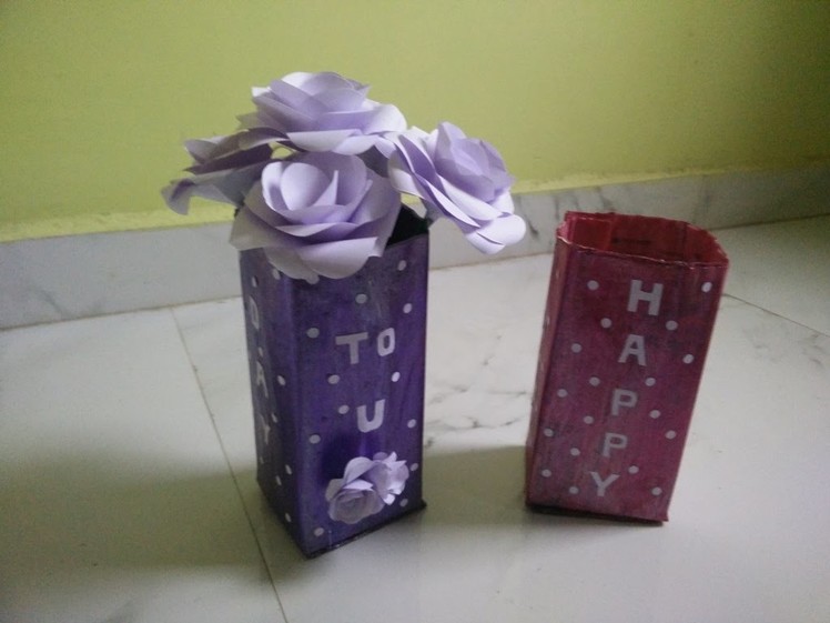 HOW TO RECYCLE OLD NEWSPAPER INTO A FLOWER VASE WITH BIRTHDAY WISHES: EASY AND BEST OUT OF WASTE