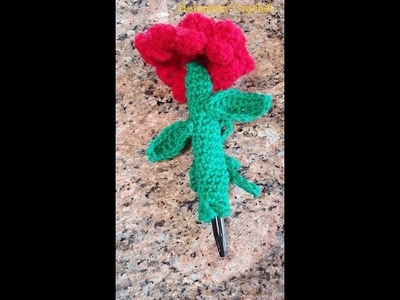 Crochet Quick and Easy Beginner Rose Flower Pen DIY Tutorial