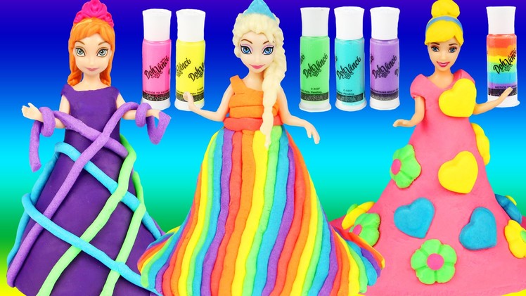 DIY DOHVINCI RAINBOW PLAYDOH DRESSES  Frozen Elsa Anna Cinderella Magic Clip Dolls dohvinci How To