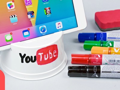 DIY iPhone 6 Stand & iPad Stand: very cheap stand with disposable plastic bowl [MUSIC ONLY]