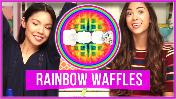 DIY Tumblr Inspired Rainbow Waffles! | Let's Get Snacking w. MissTiffanyMa and ClayCupcakes4