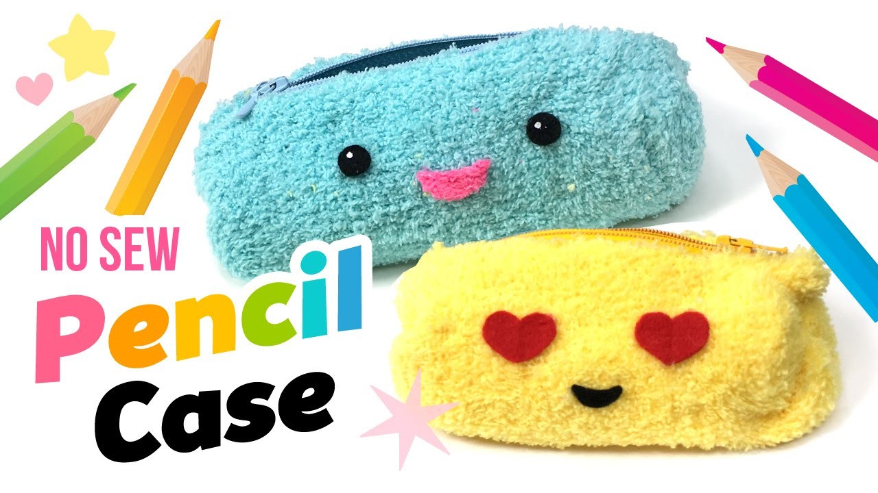 Easy DIY NO-SEW Fluffy Pencil Case or Make Up Bag!! Make DIY Emoji School Supplies!
