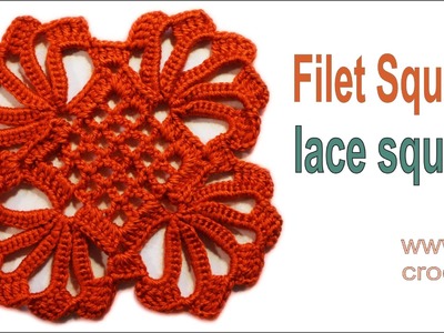 How to crochet Filet Square lace square free pattern tutorial