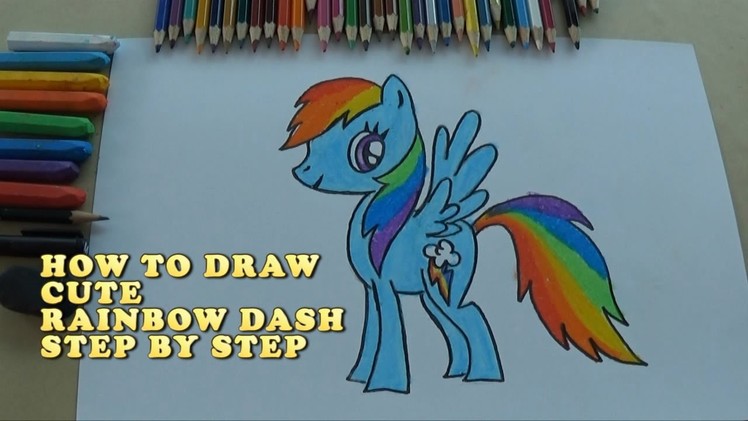 How to Draw Rainbow Dash - Step by step video. Cara menggambar rainbow dash