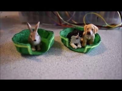 How to make a bed for a Schleich cat, dog or a raddit