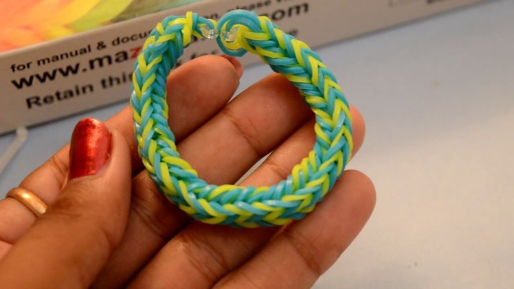How to Make a Double Chain Rubber Band Bracelet - Step by Step Instruction Tutorial - Mazichands.com