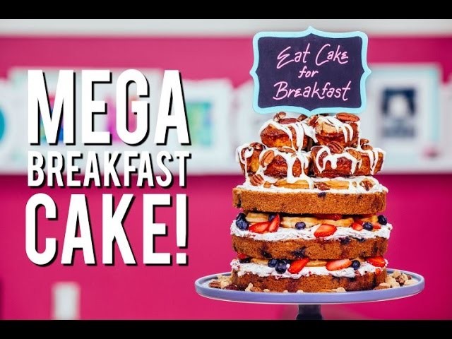 How to Make a MEGA BREAKFAST CAKE! With Easy To Make Cinnamon Rolls, Fruit and Waffles!