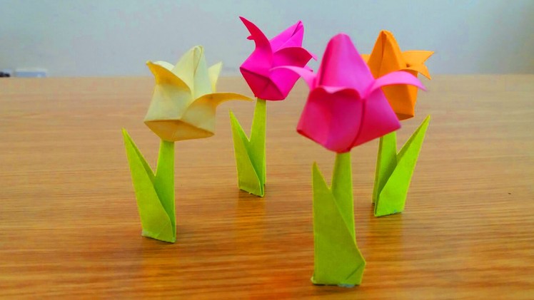 How To Make a Tulip Paper Flower : Origami Tulip Flower