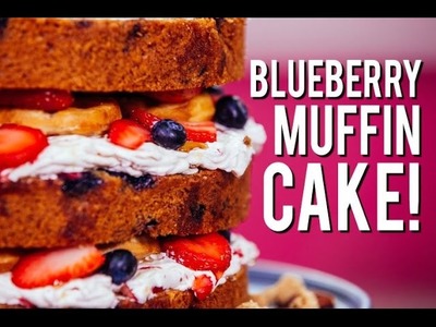 How To Make Delicious BUTTERMILK BLUEBERRY MUFFIN CAKE! No Mixer Needed!