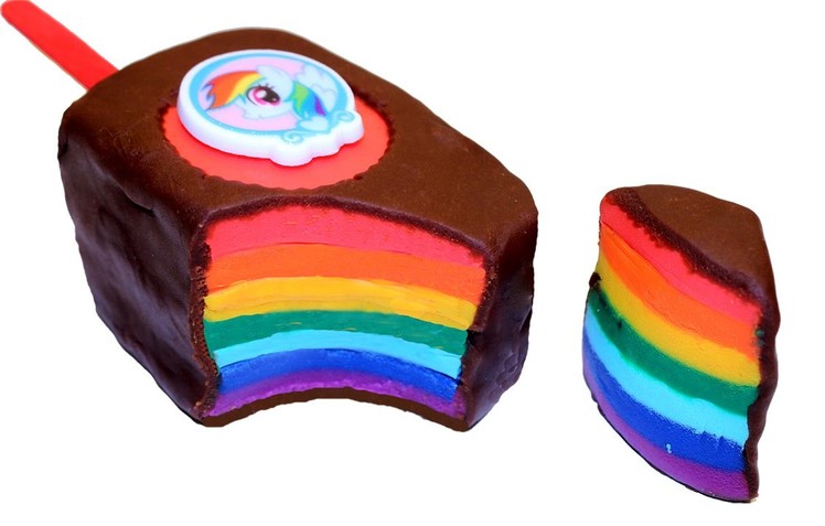 Learn How to Make Play Doh Rainbow Ice Cream Popsicle Covered in Chocolate MLP Rainbow dash