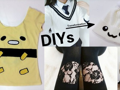3 Sew.No Sew DIYs: DIY Lace Cut out Leggings + DIY Beanie Out of Sweater + DIY Gudetama T-shirt
