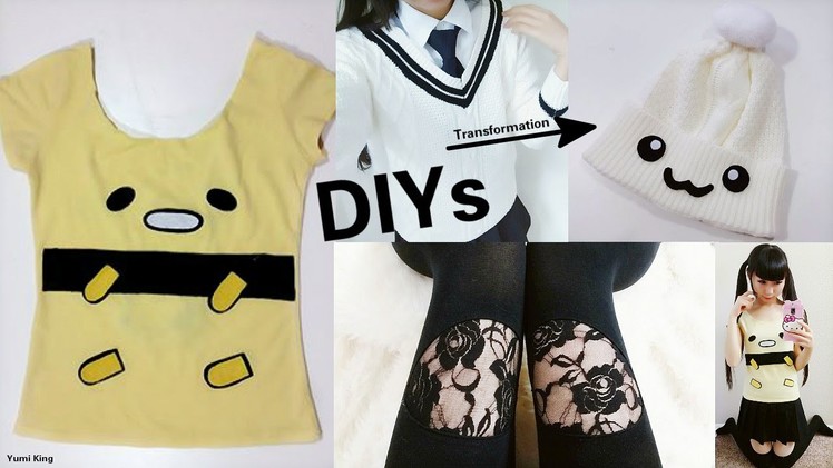 3 Sew.No Sew DIYs: DIY Lace Cut out Leggings + DIY Beanie Out of Sweater + DIY Gudetama T-shirt