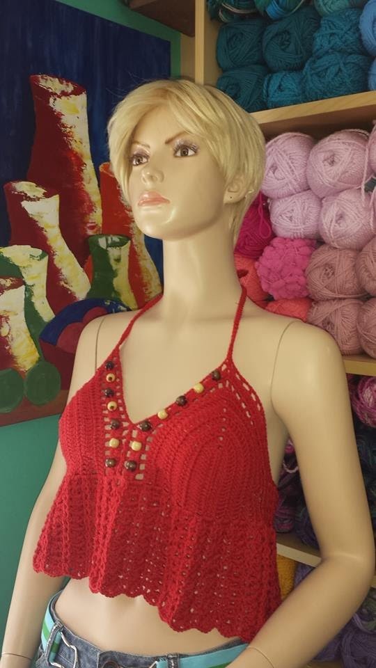 Crochet blusa de verano roja -  con Ruby Stedman