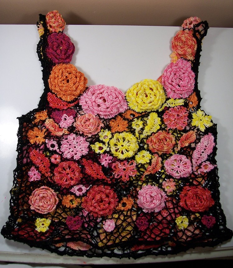 Demo:  Crocheting the Netting on a Freeform. Irish Crochet Lace Camisole