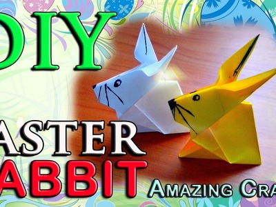 DIY Origami Easter Rabbit From Paper. How To Fold Easy Bunny For Children. Craft Tutorial For Kids