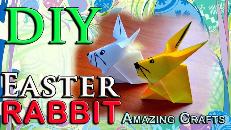 DIY Origami Easter Rabbit From Paper. How To Fold Easy Bunny For Children. Craft Tutorial For Kids