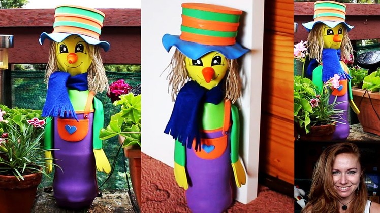 DIY - recycling - How to make a scarecrow from plastic bottles for garden or as doorstop