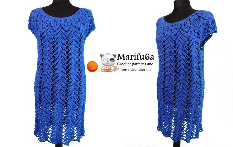 How to crochet blue dress tunic tutorial pattern by marifu6a
