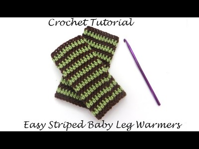 How to crochet custom sized striped baby leg warmers