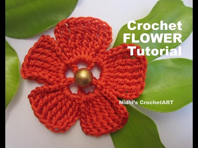 How To Crochet- Flat Simple FLOWER Tutorial