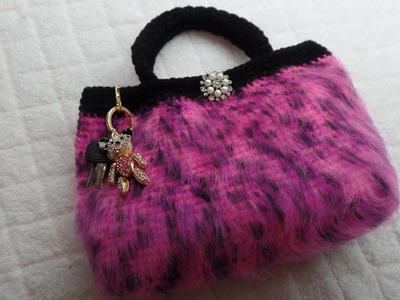 (How To #Crochet) (Furry #Handbag #Purse) with regular #yarn #TUTORIAL #294