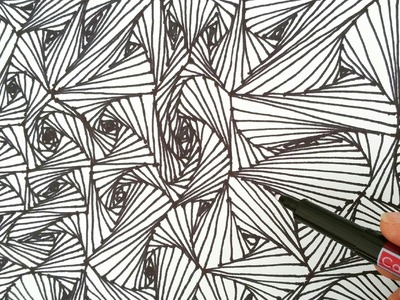 How to draw random " Line Illusion patterns" - Zentangle  Design