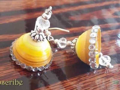 How to make Hook Jhumkas - Paper Quilling - Tutorial !