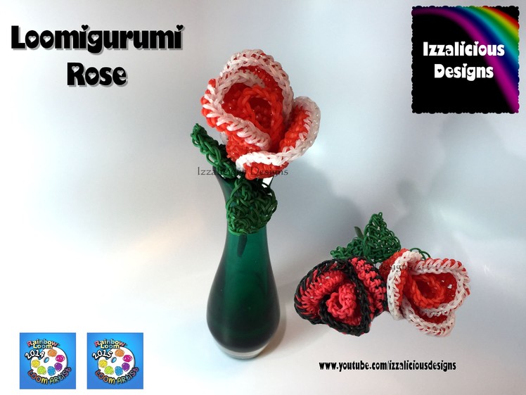 Rainbow Loom Loomigurumi Rose - crochet with loom bands