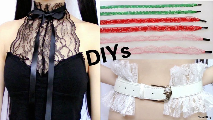 3 Creative Lace DIYs: DIY Lace Halter Top + DIY Lace Shoelace + DIY Lace Belt+Review